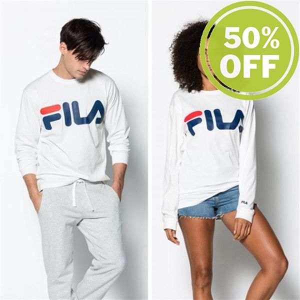 Tops Fila Homem Pretas - Fila Classic Logo Manga Comprida Loja Online Portugal,VPML-52734